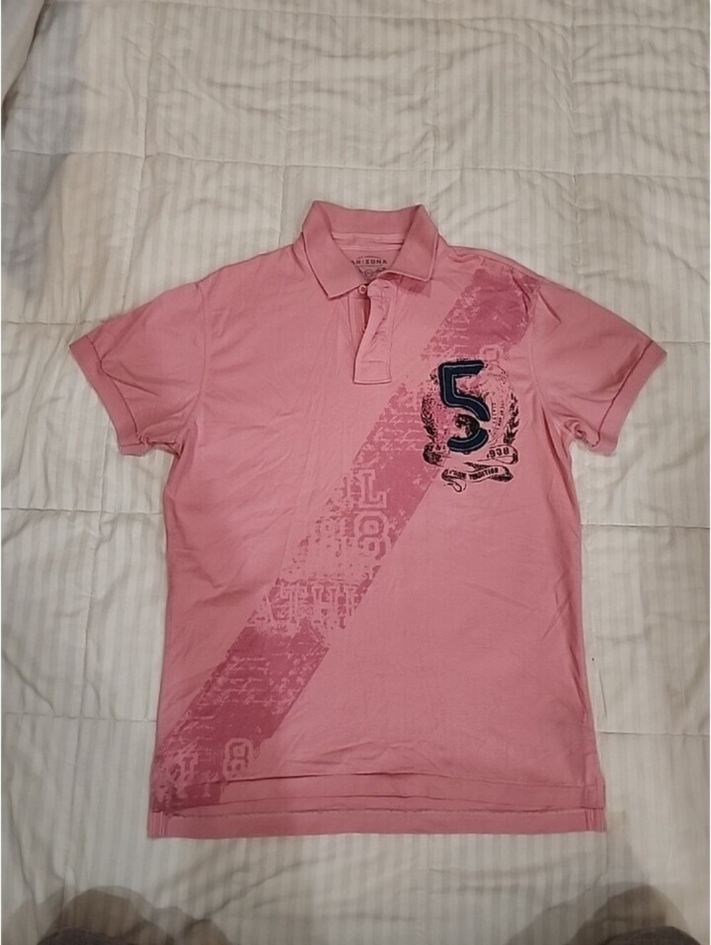 Arizona Jean Company Men's XL Pink Graphic Print Short Sleeve Collared Polo